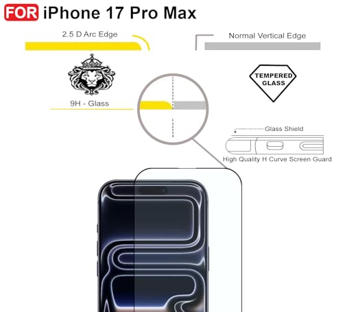 Image of CEDO Tempered Glass for iPhone 17 Pro Max (5G) | Screen Protector Full HD Quality Tempered Glass Anti-Scratch Edge to Edge Coverage with Easy Installation Kit (Black)