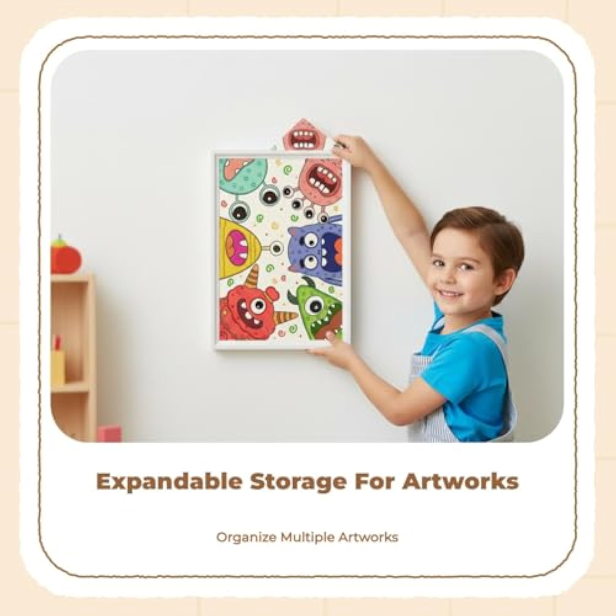 Kids Art Display Frame, Changeable Wall Hanging, 10 Inch, White