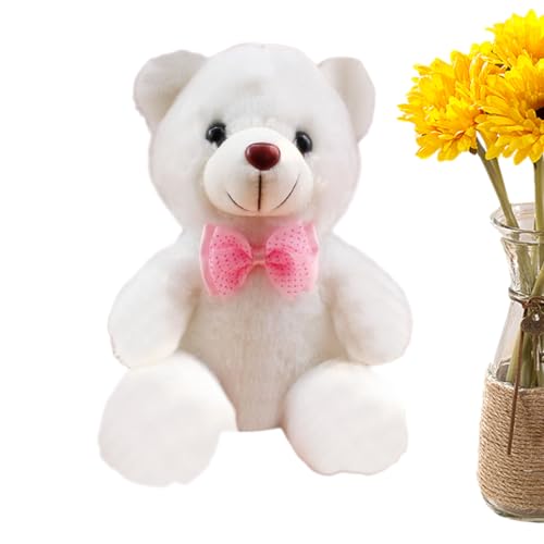 Animal de peluche – Oso blanco de 15,2 cm, luz nocturna | Peluche de peluche para abrazar, oso de peluche suave y brillante para niños y niñas, hogar, salón, guardería, viajes, comodidad y juego