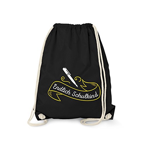 Sacca - Finalmente un scolastico Zaino per bambini con motivo come idea regalo per linizio della scuola 1a classe taglia unica Unico bambino da palestra nero