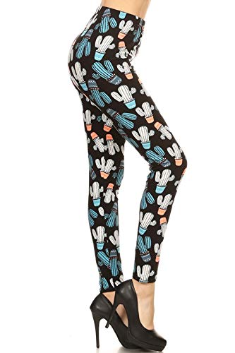 R821-PLUS Cactus Patch Print Leggings