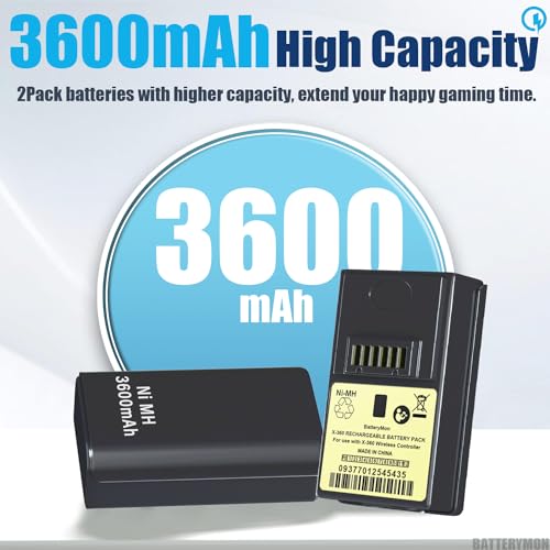 Batterymon For Xbox 360 Controller Rechargeable Battery Pack 3600Mah thumb #1