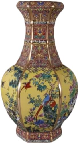 LILIUPEILONG Ceramic Enamel Color Flower and Bird Vase Antique Chinese