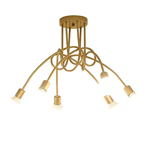 Lustre E27 6 Lampes pour Éclairer un Grand Salon Sombre et Moderne