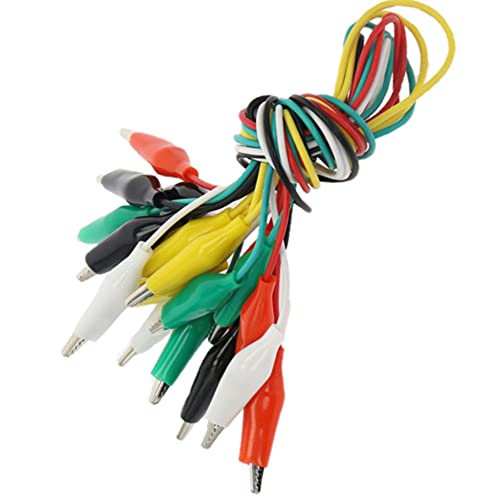 Crocodile Alligator Clips Test Leads 10 Pieces and 5 Colors, Dual Ended Electrical Alligator Clips Test Probe Lead Wire Cable with Insulators Clips for Circuit Connection/Electrical Testing