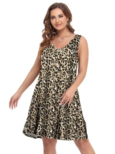 Image of BELAROI Summer Dresses for Women Beach Tshirt Sundress V Neck Casual Swing Tank Dress Swimsuit Cover Ups Pockets