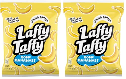 Laffy Taffy Mini Bar Bag, Banana, Chewy Taffy Candy, 3.5 oz (Pack of 2)