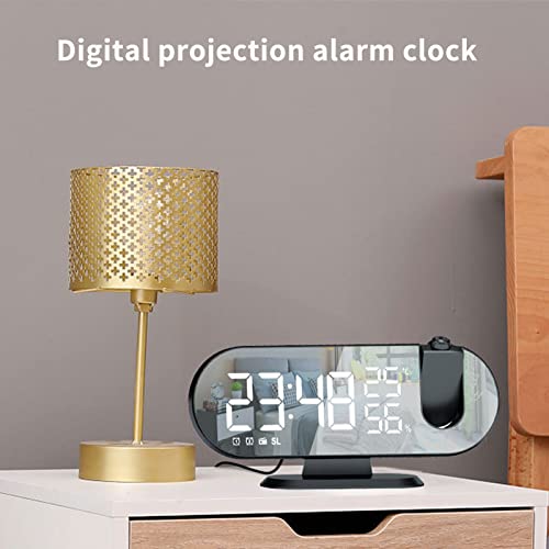 Multi-Functional Display Digital Intelligent Projection Wireless Charging Alarm Clock - 8-Inch Led Screen & Power Off Memory Function Led Temperature & Humidity Display Digital #TOP4