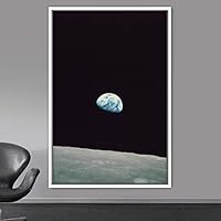 Framed Canvas Wall Art Earth Astronomy & Space Bedroom Colorful Contemporary Moon Multicolor Photography - 16x24 inches