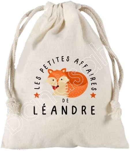Grande Pochette à liens coulissants personnalisée au prénom de votre choix 100% coton 25X30 cm pour enfants, doudou, crèche