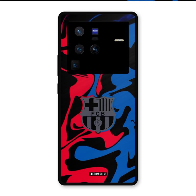 Image of PrintShield FC Barcelona Comic Back Cover for Vivo X80 Pro, Shockproof Printed Phone Case with Soft TPU Sides & Anti-Slip Grip