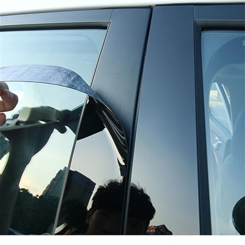 Embellecedor de ventanas Lincoln MKT: 8 piezas de pegatinas de postes negros con efecto espejo 3