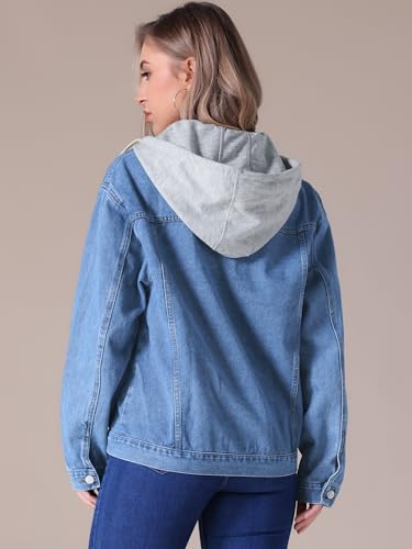 Women's Denim Jacket with Hood Oversized 2025 Fall Casual Hooded Jean Jacket4