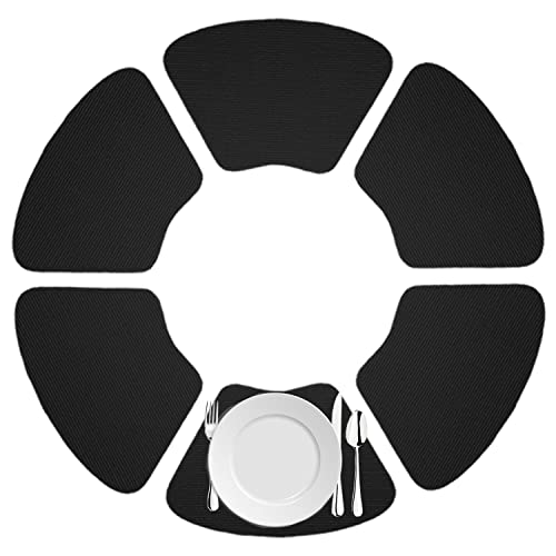 Kraftware Fishnet Wedge Placemats For Round Outdoor Tables, Black, Set Of 6, Small #TOP18