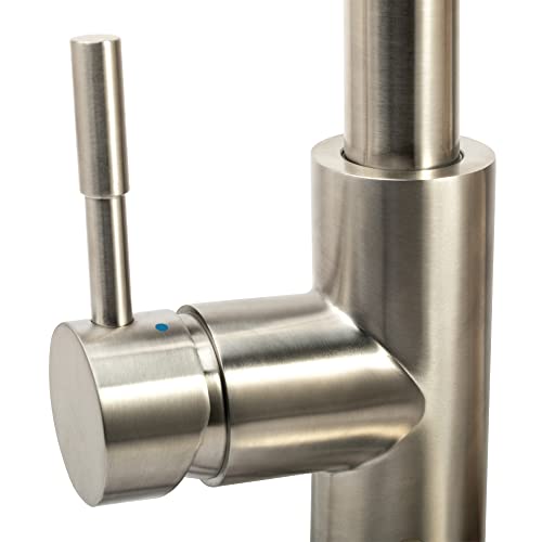 Image of Dura Faucet DF-MK530SLK-SN RV Single Handle Pull-Down (Satin Nickel) | RV single handle pull-down kitchen faucet for camper and trailer galleys. Brushed Satin Nickel finish.
