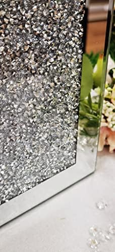 Deenz Flower Vase With Floral Design Crystal Crushed Diamond loose diamante Flower Vase Pot Silver 13x13x35Cm