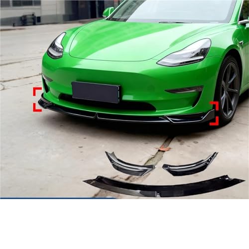 Labio de parachoques delantero para Model 3 con acabado de fibra carbono 5