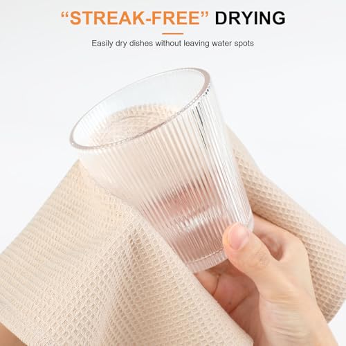Miniatura 5 de Jogoico Paños De Cocina 100 Algodón, 6 Unidades Toallas De Cocina 35x35 Cm, Trapos De Cocina Ultra Suaves Y Altamente Absorbentes Para Secar Los Platos-Beige