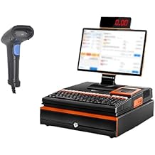 LCD Touch Screen Cash Monitor, Smart Cash Register, All-in-One Cash Register, POS Terminal with Portable Scanner, Cash Drawer,
