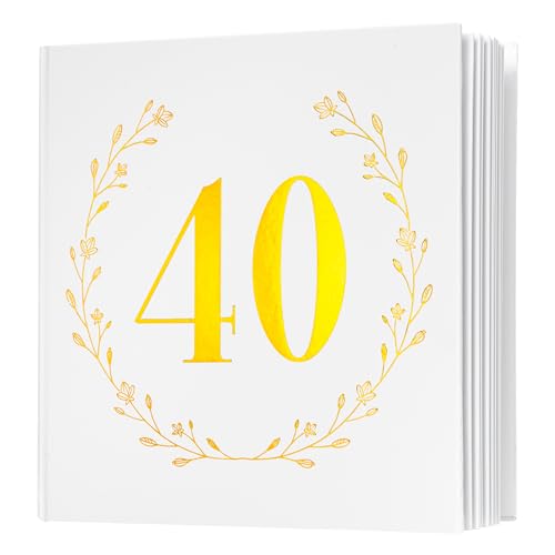Image of Calculs 40th Birthday or Anniversary Guest Book, Gold Photo Album