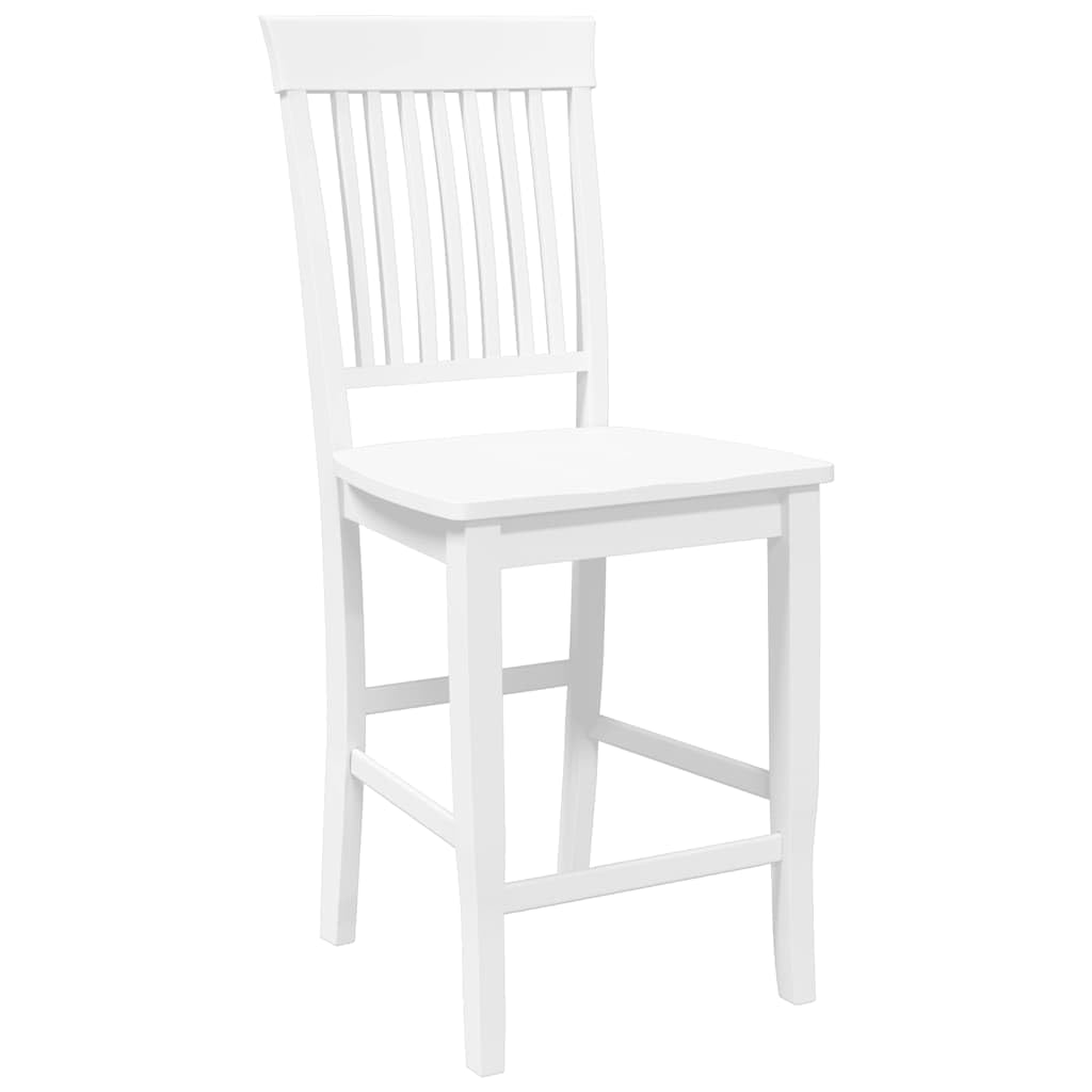 2 sgabelli da bar in legno massello bianco, albero della gomma, 48 x 52,5 x 107 cm, sedia da cucina con schienale e poggiapiedi, per sala da pranzo, bancone e isola di cucina, design moderno