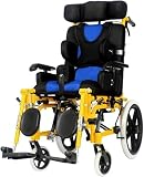 SXSLTSA Wheelchair for Children with Cerebral Palsy, Fully Reclining Children's Wheelchair with Ergonomic Design - Adjustable Headrest/Seat Position/Armrest Height