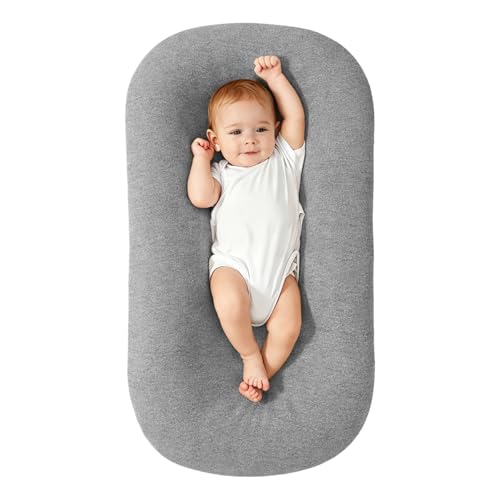 Saanerueen Infant Support Cushion - Baby Support Cushion with Cover for Newborn, Portable Tummy Time Mat for Home and Travel, Soft Breathable, Supervised Use, Baby Essentials (Grey)