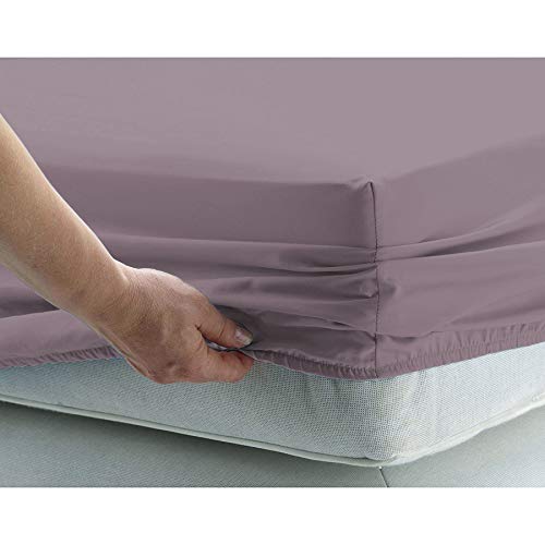 Renauraa 500 Thread Count 100% American Supima Long Staple Cotton Sheet Set, 4 Pc Set, Sateen Weave, Damask Stripe Sheet, Amazon, Fits Upto 16" Deep Pocket (Purple Ash, Queen) #TOP5