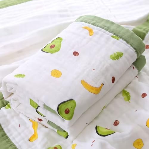Image of 100% Cotton 6-Layer Muslin Baby Blanket - Avocado Print | Super Soft, Breathable & All Seasons Multipurpose Blanket for Babies
