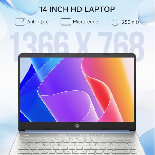 Image of HP 2026 14 Laptop Computer Student Business, Copilot AI, Intel N150, 16GB RAM, 512 GB Storage(128GB UFS+256GB MSD+128GB UFD), 1-Year Office 365, WiFi 6, Ultra Light, Portable, Windows 11 Pro, Sky Blue