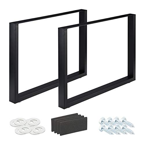 Relaxdays Tischkufen 2er Set, BxH: 100x72 cm, Metall Tischbeine Schreibtisch, Esstisch, Couchtisch, Industrial, schwarz