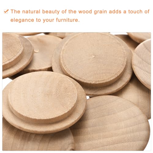 Image of uxcell Wood Plugs, 50Pcs 45 x 35 mm - Beech Wood Button Top Plugs, Screw Hole Covers, Decorative Wooden Cover for Stair Chair Craft Furniture Woodworking