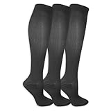 Dr. Scholl's Women Travel Compression Knee High - 3 Pair Packs Energizing Comfort And Fatigue Relief Socks, Black, 4-10 US