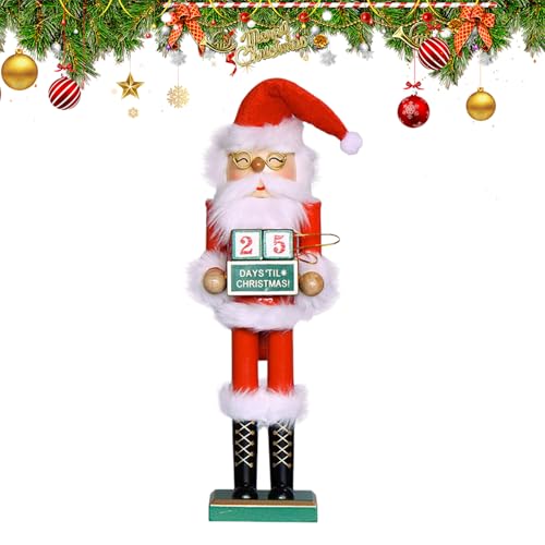 Sollee Decorazioni Natalizie | 38 Cm Figura Di Legno Babbo Natale | Soldato Natalizio Con Calendario 'Avvento - Per Festa Di Compleanno Tavolo Scaffali Adulti Bambini