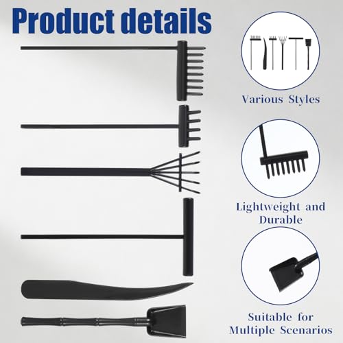 Thinp 6 Pcs Mini Zen Garden Kit, Small Zen Garden Rake Tools Mini Sand Zens Tools for Gardening-Sand Meditation Accessories for Home Office Desktop Decor - Thumbnail 3