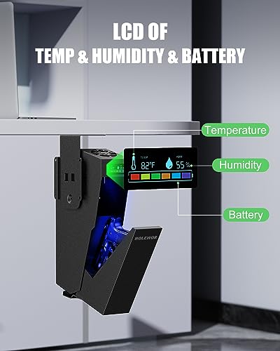 Image of Drop Down Biometric Gun Safe for Handgun Mounted for Bedside Desk