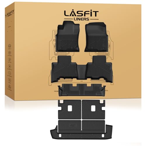 Image of LASFIT Floor Mats&Cargo&Seatback Mats for Toyota 4Runner 2013-2024 (Only Fit 7 Seats), All Weather TPE Mats Custom Fit Floor Liners for 5th Gen 4Runner 1st & 2nd Row Full Set Car Mats and Cargo Liner