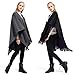 ilishop Women's Winter Knitted Faux Cashmere Poncho Capes Shawl Cardigans Sweater Coat Black-Grey Free