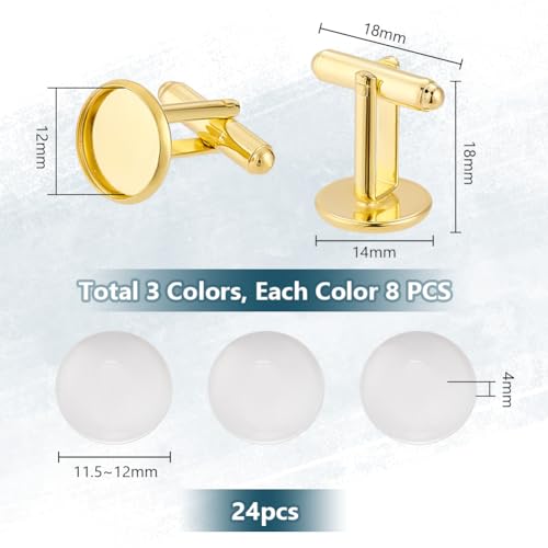 PH PandaHall Bases de Mancuernas 24pcs Latón 3 Colores miniatura 2