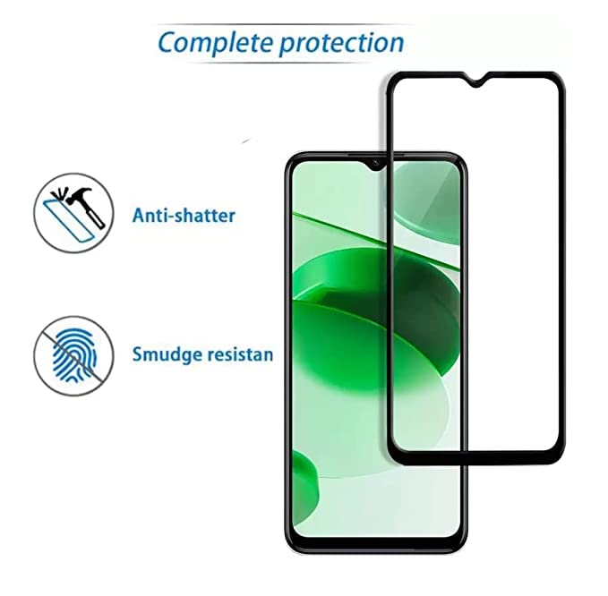 Image of Screen Protector for realme C35 | realme Narzo 50A Prime (Black) Tempered Glass Edge-to-Edge 6D Screen Guard With Installation Kit
