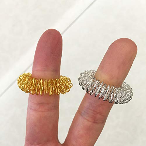 Exceart 3Pcs Fidget Rings Acupuncture Rings Gold/Silver/Black Sensory Ring For Stress Release #TOP6