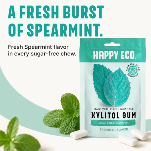 Xylitol Vitamin Gum, Sugar Free, Spearmint, 56Pcs, Natural Gum Plastic Free | Daily Boost of Vitamins A, B6, C & D, Natural Chicle Base, Aspartame Free, Vegan, Keto, Gluten Free - image 5