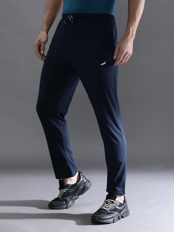 Image of CROCODILE Men Solid Regular Fit Track Pant | Mid Rise | Drawstring Waist | Regular Length | Casual Sports Lounge Bottomwear Jet Black