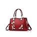 NICOLE&DORIS Handtaschen Damen Mode Schultertasche Geldbörse Retro Umhängetasche Frau Tote Stickerei Weinrotbiene 2
