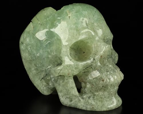 Gemstone Huge 5.1" Prehnite Carved Crystal Skull,Super Realistic,...