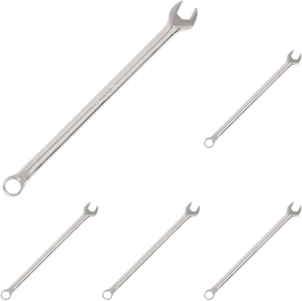 URREA 12-Point Combination Wrench - 21mm Extra Long Mechanics Tool with Extended Reach & Nickel-Chrome Finish - 1221ML