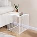 DIITGGE Square Side Table, Iron Multi-Purpose Square Cage Side Table - 2-Tier Storage Industrial End Table with 331lbs Capacity for Living Room, Bedroom, Balcony, White