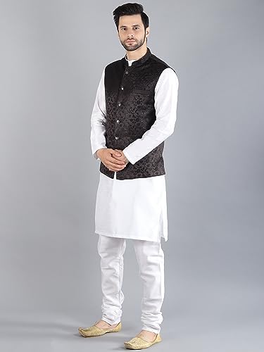 Image of Uri and MacKenzie Men's Silk Blend Kurta Pajama with Designer Ethnic Nehru Jacket /Modi Jacket