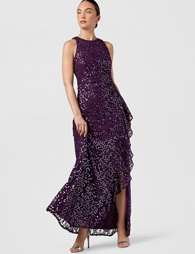 Image of Alex Evenings Women's Long Sleeveless Mother of the Bride Dress W /Cascade Ruffle & Front Slit (Petite and Regular Sizes)