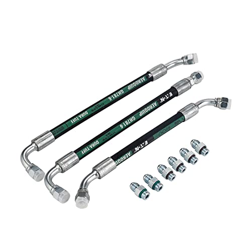 3Mirrors Hpop High Pressure Oil Pump Hoses Lines & Crossover Replacement Kit, Dual Metal Braided Hose (Eaton Gh781-06) Compatible With Ford 1999-2003 7.3L Powerstroke Turbocharged Engine #TOP4